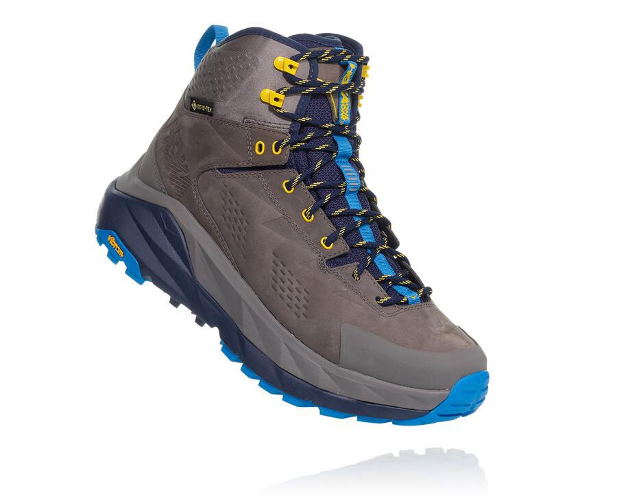 Hoka Mens Hiking Boots NZ - Hoka Kaha Gore-Tex Grey/Blue (YIA326175)